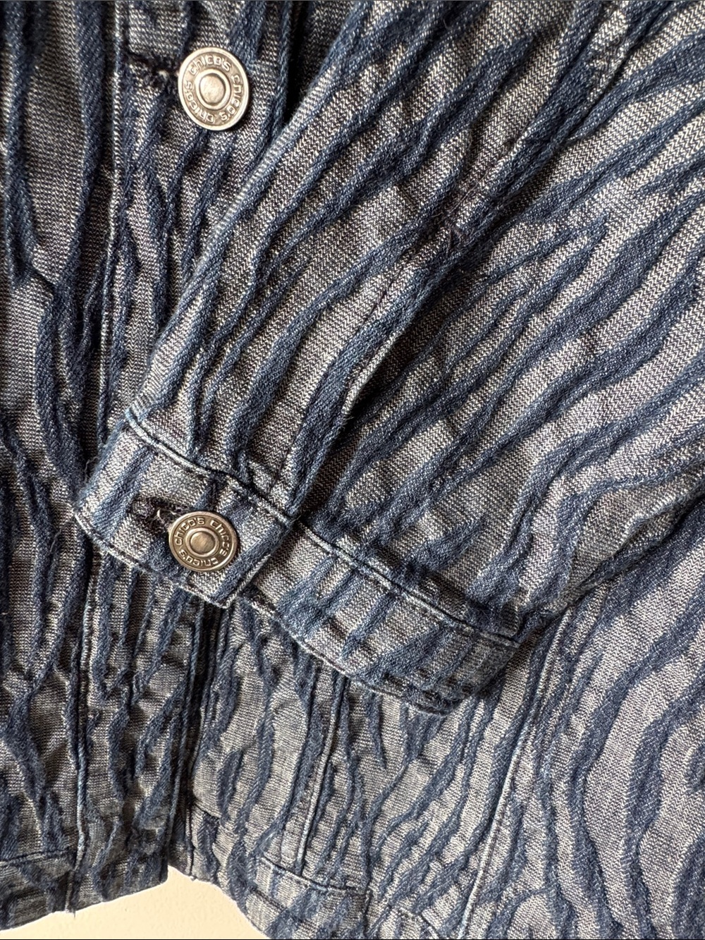 Chico's Blue Patterned Button-Up Jacket - Picture 8 of 12